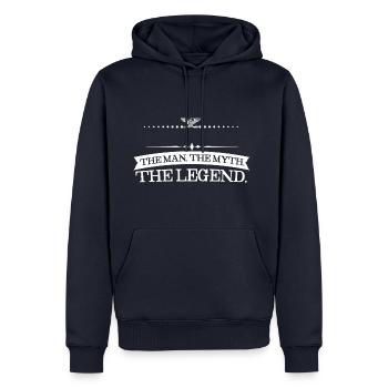 PERSONALISIERBAR man myth legend Mann mythos lege - Männer Premium Bio Hoodie - Navy - Vorne - Nico (187cm)