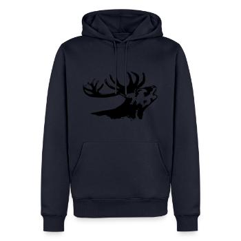 Hirsch - Deer - Männer Premium Bio Hoodie - Navy - Vorne - Nico (187cm)