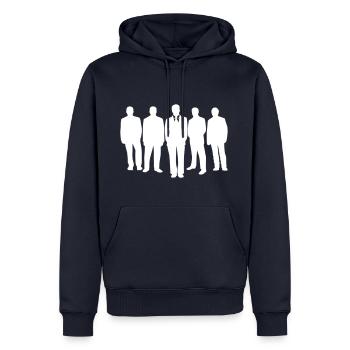 Männer Gruppe - Männer Premium Bio Hoodie - Navy - Vorne - Nico (187cm)