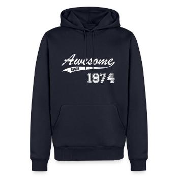 1974 T-Shirt Gift Idea Birthday Awesome - Men’s Premium Organic Hoodie - navy - Front - Nico (187cm)