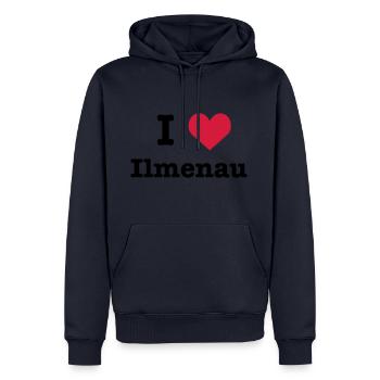 I love (heart) Ilmenau - Männer Premium Bio Hoodie - Navy - Vorne - Nico (187cm)