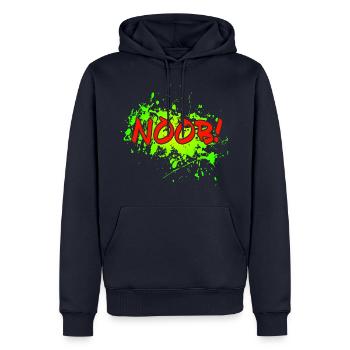 NOOB! - Männer Premium Bio Hoodie - Navy - Vorne - Nico (187cm)