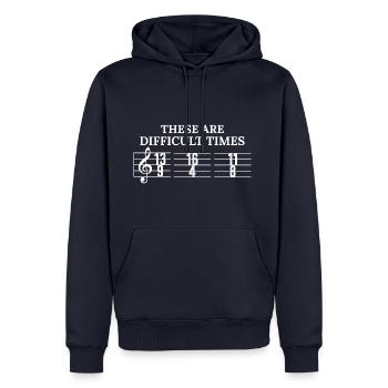 Funny Music Notes - Männer Premium Bio Hoodie - Navy - Vorne - Nico (187cm)
