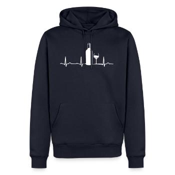 ECG HEARTLINE WINE / WINE BOTTLE / WEINGLAS White - Men’s Premium Organic Hoodie - navy - Front - Nico (187cm)