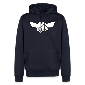 Handdruck Hände Geschäft handeln Partner Geschenk - Männer Premium Bio Hoodie - Navy - Vorne - Nico (187cm)
