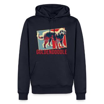 Golden Doodle Dog Dog Walk Mistress Master Dog - Men’s Premium Organic Hoodie - navy - Front - Nico (187cm)