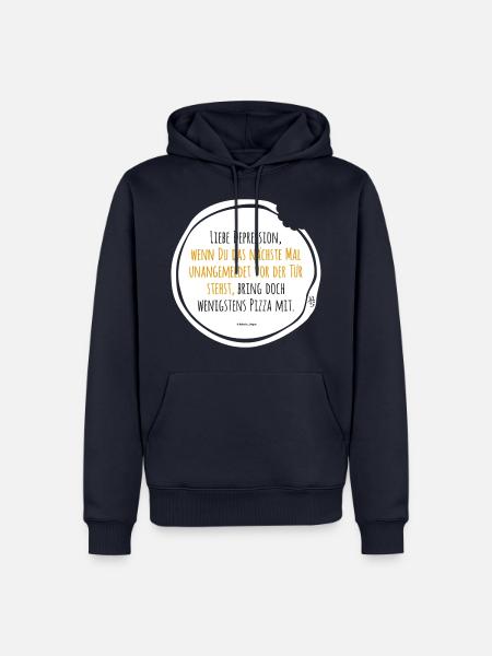 Depression Pizza schwarz-gelb - Männer Premium Bio Hoodie - Navy