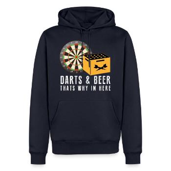 Darts Evolution Dart Sport Bullseye fun geschenk - Männer Premium Bio Hoodie - Navy - Vorne - Nico (187cm)