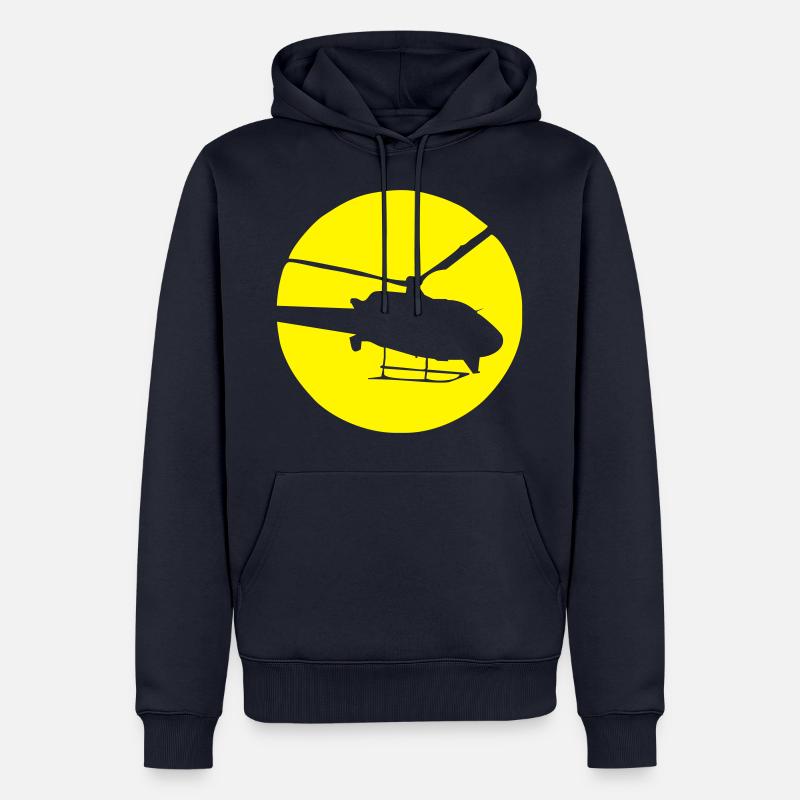 Hélicoptère Hélicoptère Pilote d’hélicoptère Volant - Sweat à capuche Premium bio Homme - bleu marine