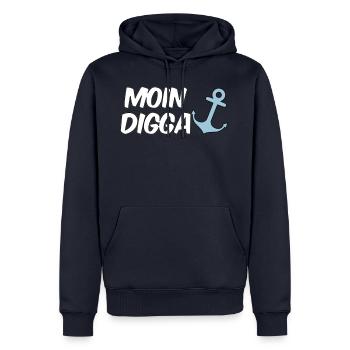 Moin Digga Hamburg - Männer Premium Bio Hoodie - Navy - Vorne - Nico (187cm)