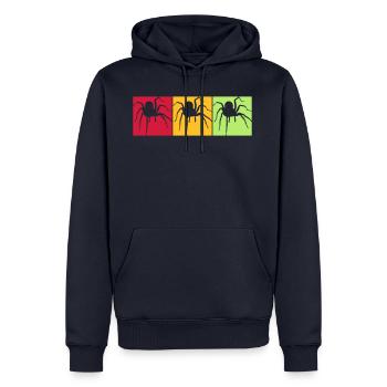 couleurs carrés motif araignée colorée de - Sweat à capuche Premium bio Homme - bleu marine - Devant - Nico (187cm)