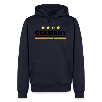 Deutschland T-Shirt 4 Sterne - Männer Premium Bio Hoodie - Navy - Vorne - Nico (187cm)