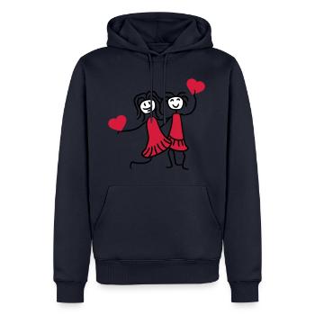2 herzen beste umriss rahmen herz best friends tex - Männer Premium Bio Hoodie - Navy - Vorne - Nico (187cm)