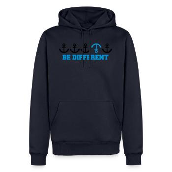 text be different anders reihe muster anker viele - Männer Premium Bio Hoodie - Navy - Vorne - Nico (187cm)