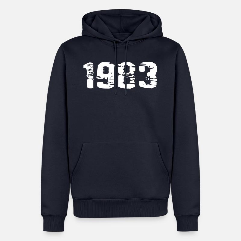 1983 - Sweat à capuche Premium bio Homme - bleu marine