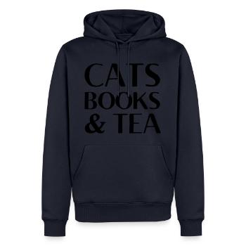 katzen buecher und tee Katzen Geschenk - Männer Premium Bio Hoodie - Navy - Vorne - Nico (187cm)