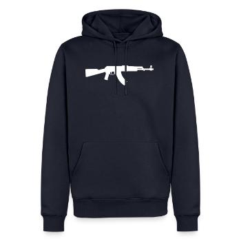 Gewehr - Männer Premium Bio Hoodie - Navy - Vorne - Nico (187cm)