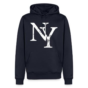 NY - New York - Chemise de danse - Sweat à capuche Premium bio Homme - bleu marine - Devant - Nico (187cm)
