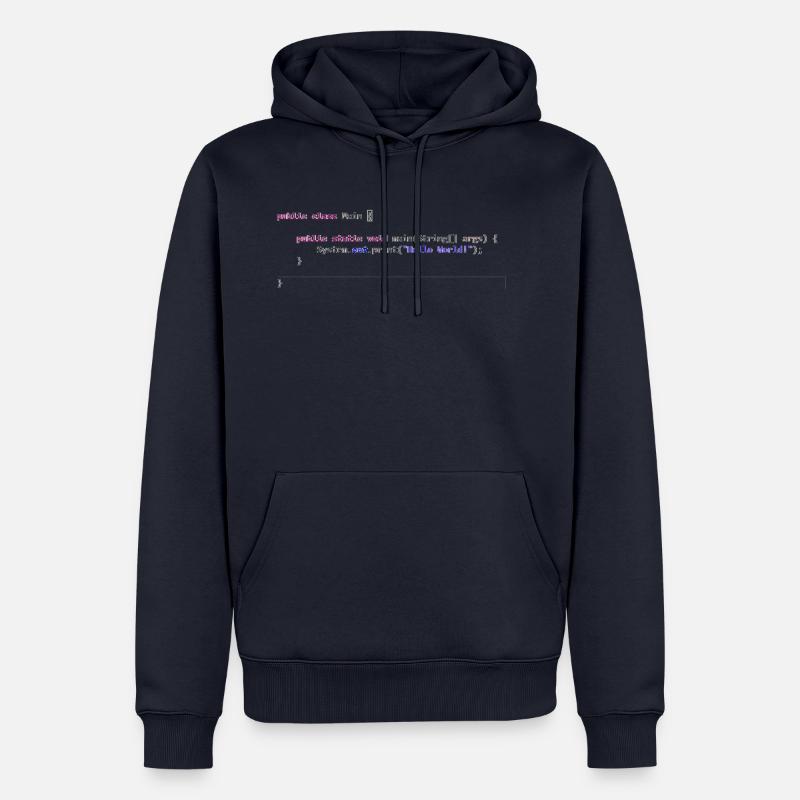 Java Hello World! Geschenkidee - Männer Premium Bio Hoodie - Navy