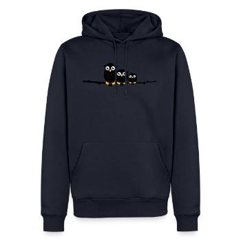 drei Eulen auf einem Ast - Männer Premium Bio Hoodie - Navy - Vorne - Nico (187cm)