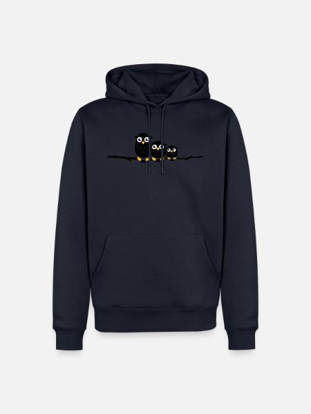 three owls on a branch - Men’s Premium Organic Hoodie - navy