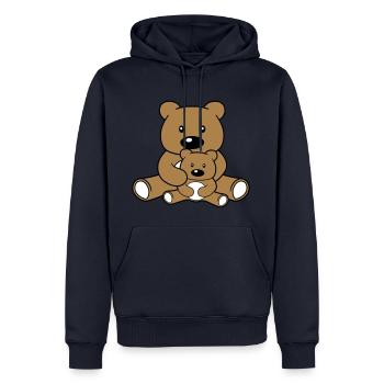 maman papa bébé garçon amour 2 amis couple équipe si - Sweat à capuche Premium bio Homme - bleu marine - Devant - Nico (187cm)