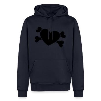 Coeur avec os - Sweat à capuche Premium bio Homme - bleu marine - Devant - Nico (187cm)