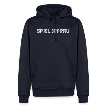 Spielerfrau 4 weiss - Männer Premium Bio Hoodie - Navy - Vorne - Nico (187cm)