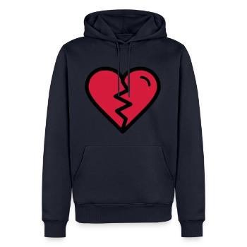 Coeur brisé, chagrin d'amour, malheureux en amour - Sweat à capuche Premium bio Homme - bleu marine - Devant - Nico (187cm)