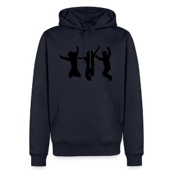 Three children hopping - Men’s Premium Organic Hoodie - navy - Front - Nico (187cm)