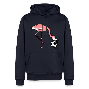 kick football club jouer balle kicker rire - Sweat à capuche Premium bio Homme - bleu marine - Devant - Nico (187cm)
