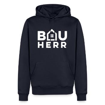 Construction Mr., client, site manager - Men’s Premium Organic Hoodie - navy - Front - Nico (187cm)