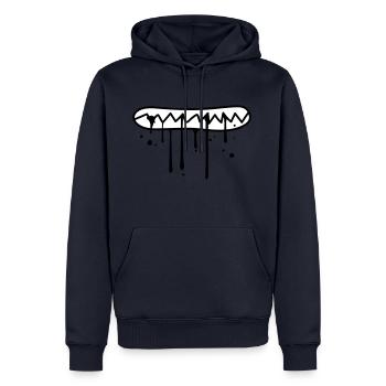 manger la faim visage mordre les dents croquer à - Sweat à capuche Premium bio Homme - bleu marine - Devant - Nico (187cm)