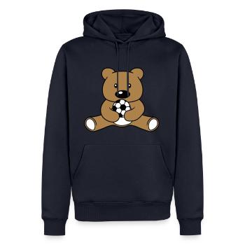 fussball spielen sport verein ball baer suess nied - Männer Premium Bio Hoodie - Navy - Vorne - Nico (187cm)
