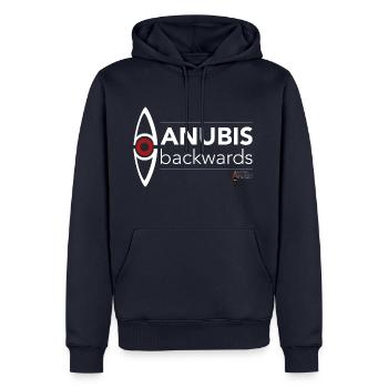 Haus Anubis Logo Backwards - Männer Premium Bio Hoodie - Navy - Vorne - Nico (187cm)