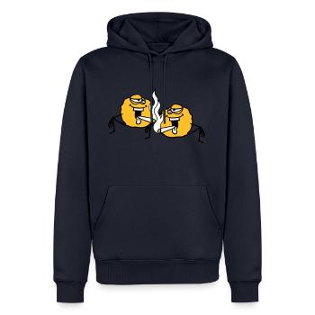2 freunde team paar bekifft kiffen kiffer stoned h - Männer Premium Bio Hoodie - Navy - Vorne - Nico (187cm)