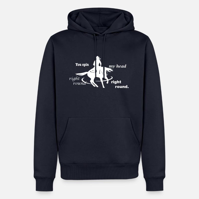 Spin - Reining design - Sweat à capuche Premium bio Homme - bleu marine