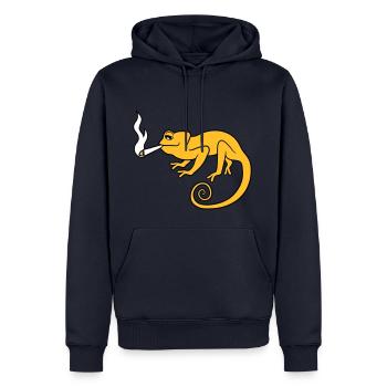fumer joint cannabis kiffer cannabis chanvre cannabis dro - Sweat à capuche Premium bio Homme - bleu marine - Devant - Nico (187cm)