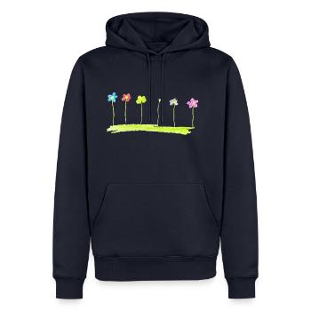 flower meadow - Men’s Premium Organic Hoodie - navy - Front - Nico (187cm)