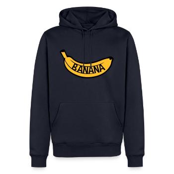 banana text logo obst banane lecker gesund essen b - Männer Premium Bio Hoodie - Navy - Vorne - Nico (187cm)