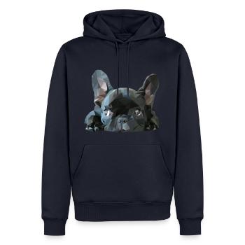 Idée de cadeau de bouledogue français Low Poly - Sweat à capuche Premium bio Homme - bleu marine - Devant - Nico (187cm)