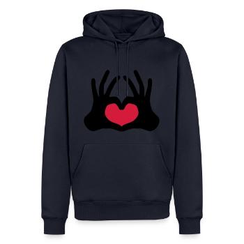 form umriss 2 haende paar team hand zeichen halbes - Männer Premium Bio Hoodie - Navy - Vorne - Nico (187cm)