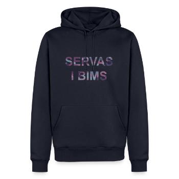 Servas i bims als lustiger Spruch - Männer Premium Bio Hoodie - Navy - Vorne - Nico (187cm)
