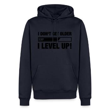 I DON vieillissez, je Level Up (en disant) - Sweat à capuche Premium bio Homme - bleu marine - Devant - Nico (187cm)