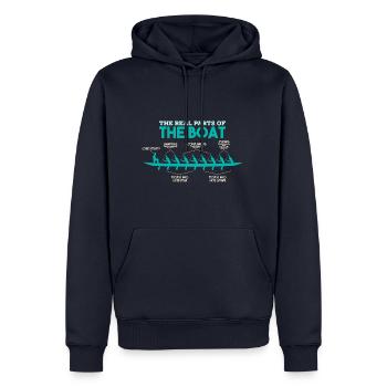 Anatomie d'un bateau à rames - rames Oarsman rames - Sweat à capuche Premium bio Homme - bleu marine - Devant - Nico (187cm)