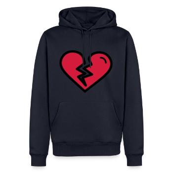 Cœur brisé, chagrin d'amour tristement amoureux - Sweat à capuche Premium bio Homme - bleu marine - Devant - Nico (187cm)