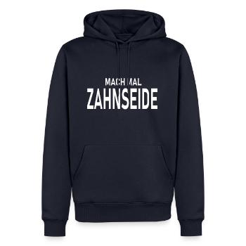 Zahnseide - Männer Premium Bio Hoodie - Navy - Vorne - Nico (187cm)
