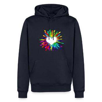 Herz Regenbogen - Männer Premium Bio Hoodie - Navy - Vorne - Nico (187cm)
