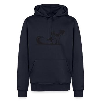 plage - Sweat à capuche Premium bio Homme - bleu marine - Devant - Nico (187cm)