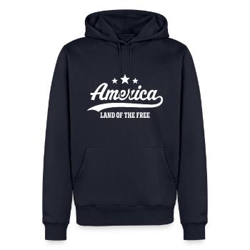 Amerika Land der Freiheit - Männer Premium Bio Hoodie - Navy - Vorne - Nico (187cm)